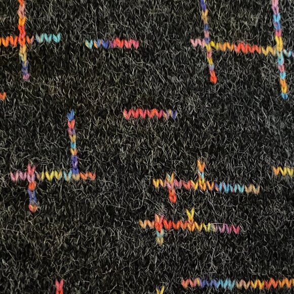 NEW Creation Womens Sz M Cardigan Sweater Snap Wool Blend Dark Gray/Multi Fringe - Picture 12 of 12